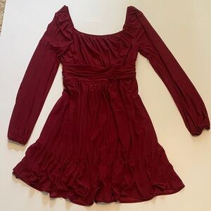 Elegant Burgundy Long Sleeve Dress